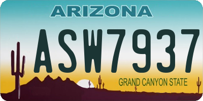 AZ license plate ASW7937