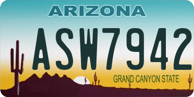 AZ license plate ASW7942