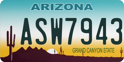 AZ license plate ASW7943