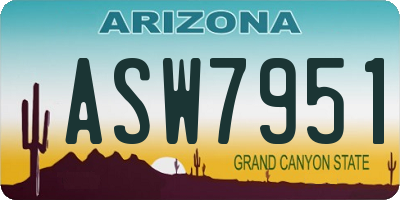AZ license plate ASW7951