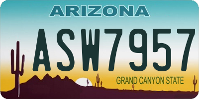 AZ license plate ASW7957