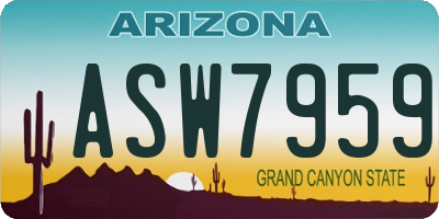AZ license plate ASW7959