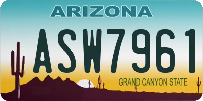 AZ license plate ASW7961