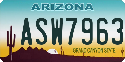 AZ license plate ASW7963
