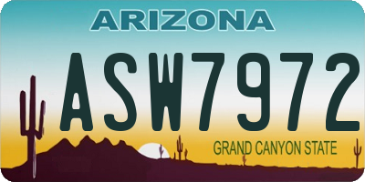 AZ license plate ASW7972