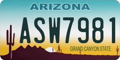 AZ license plate ASW7981