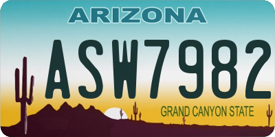 AZ license plate ASW7982