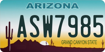 AZ license plate ASW7985