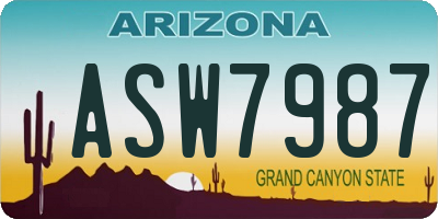 AZ license plate ASW7987