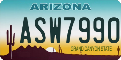 AZ license plate ASW7990