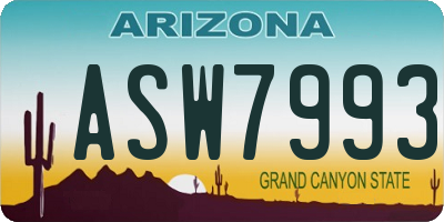 AZ license plate ASW7993