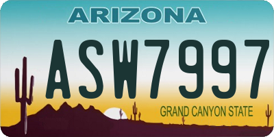 AZ license plate ASW7997