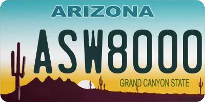 AZ license plate ASW8000