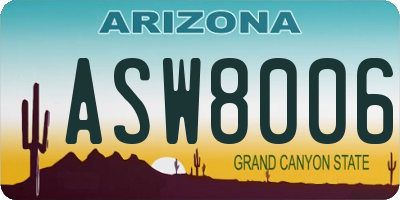AZ license plate ASW8006