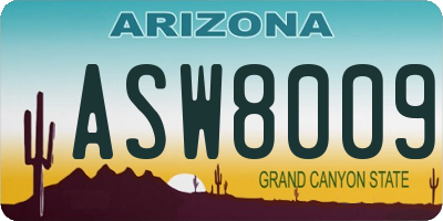 AZ license plate ASW8009