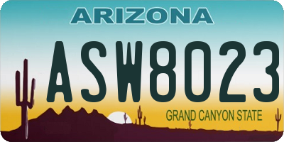 AZ license plate ASW8023