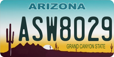 AZ license plate ASW8029