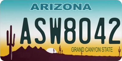 AZ license plate ASW8042