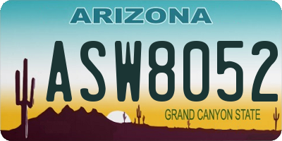 AZ license plate ASW8052