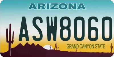 AZ license plate ASW8060