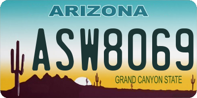 AZ license plate ASW8069