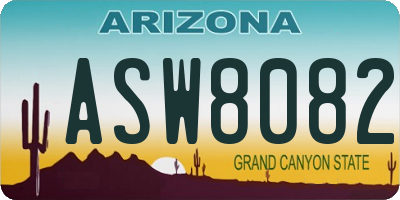 AZ license plate ASW8082