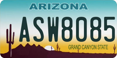 AZ license plate ASW8085