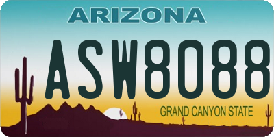 AZ license plate ASW8088