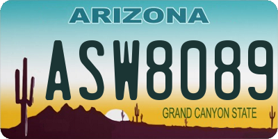 AZ license plate ASW8089