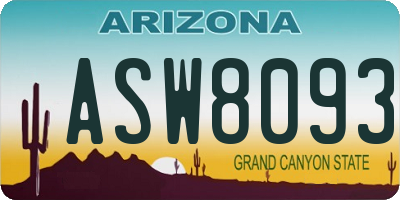AZ license plate ASW8093