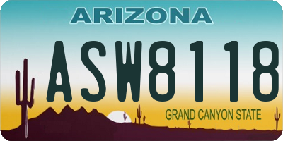 AZ license plate ASW8118