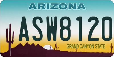 AZ license plate ASW8120