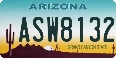 AZ license plate ASW8132