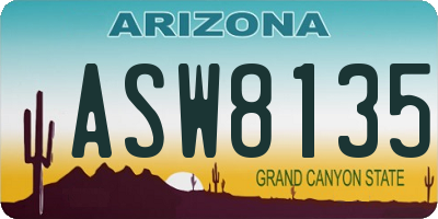 AZ license plate ASW8135