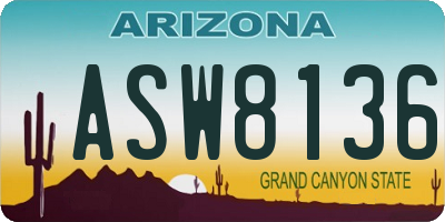AZ license plate ASW8136