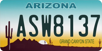 AZ license plate ASW8137