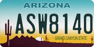 AZ license plate ASW8140