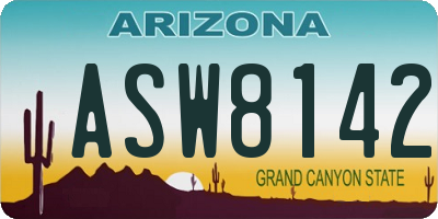 AZ license plate ASW8142