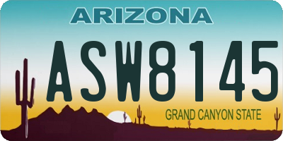 AZ license plate ASW8145