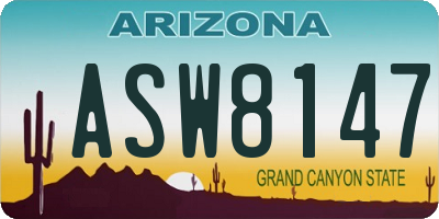 AZ license plate ASW8147