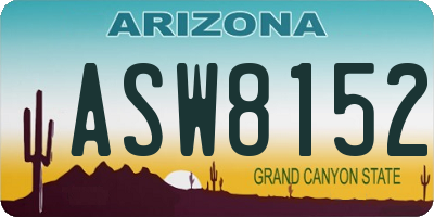 AZ license plate ASW8152