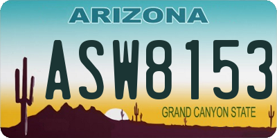 AZ license plate ASW8153