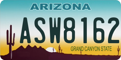 AZ license plate ASW8162