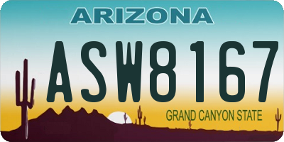 AZ license plate ASW8167