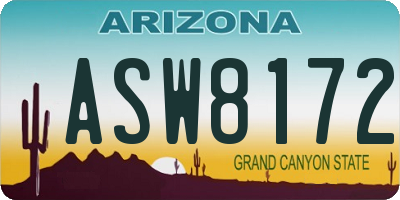 AZ license plate ASW8172