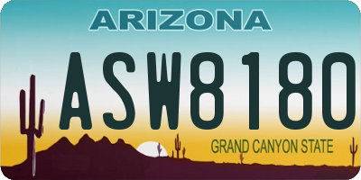 AZ license plate ASW8180