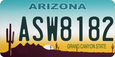 AZ license plate ASW8182
