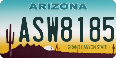 AZ license plate ASW8185