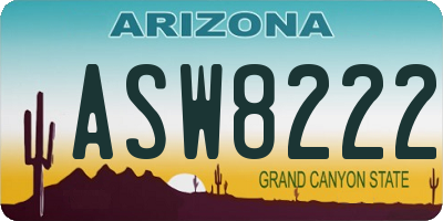 AZ license plate ASW8222