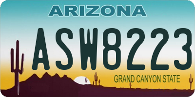 AZ license plate ASW8223